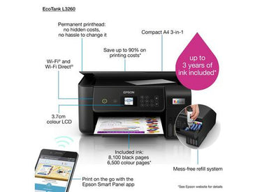 Epson EcoTank L3260 A4 Wi-Fi All-in-One Ink Tank Printer